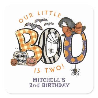 Little Boo Is Two Halloween 2nd Birthday Square Sticker