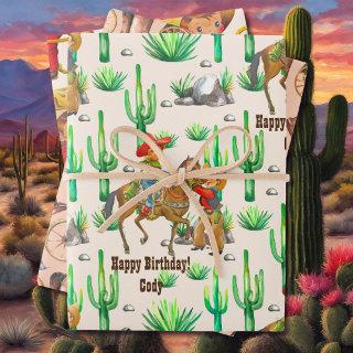 Little Buckaroo Cowboy Boy's Name Birthday 3  Sheets