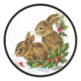 Little Bunnies Christmas Classic Round Sticker
