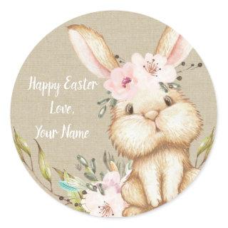 Little Bunny Happy Easter Personalized Classic Round Sticker