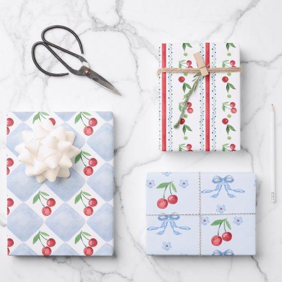Little cherry Blue whimsical Baby Shower  Sheets