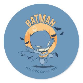 Little Comic Batman Flying Kick Classic Round Sticker