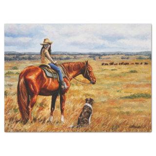 Little Cowgirl on Cattle Horse Tissue Paper