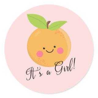 Little Cutie It' a Girl Favor  Classic Round Sticker