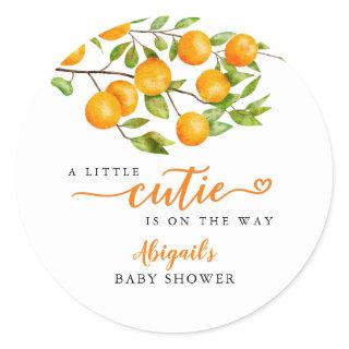 Little Cutie Summer Baby Shower Favor Classic Round Sticker