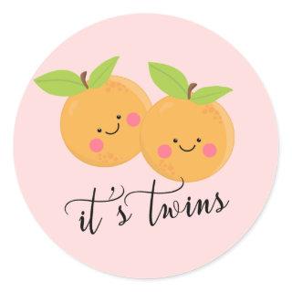Little Cuties It' Twins Favor Classic Round Sticker