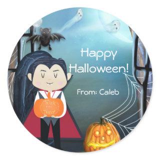 Little Dracula Vampire Happy Halloween Party Favor Classic Round Sticker