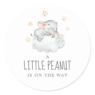 Little Elephant Girl Little Peanut Baby Shower Classic Round Sticker