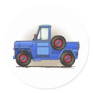 Little Four Wheel Pickup Truck Classic Round Sticker