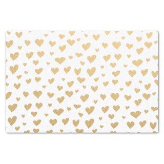 Little Gold Hearts on Snow White Background Tissue Paper