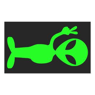 Little Green Man Rectangular Sticker