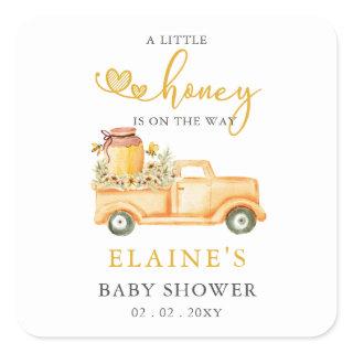 Little Honey Is On The Way Honey bee Baby Shower  Square Sticker