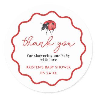 Little Ladybug Baby Shower Thank You Favors Classic Round Sticker