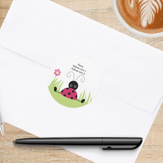 Little Ladybug Round Return Address Labels