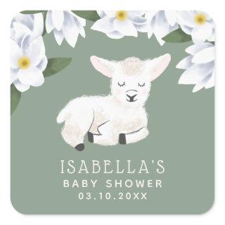 Little Lamb Baby Shower Square Sticker