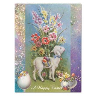 LITTLE LAMB ,EASTER EGGS WITH FLOWERS TISSUE PAPER