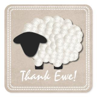 Little Lamb Thank You Stickers (Square)