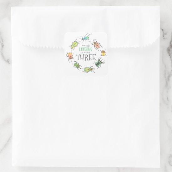 Little Lovebug Birthday Party Square Sticker