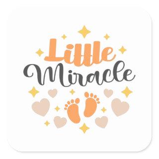 Little Miracle Baby Footprints Square Sticker