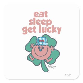 Little Miss Lucky's Motto | Green clover Square Sticker