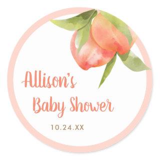 Little Peach Girl Baby Shower Favors Classic Round Sticker