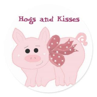 Little Piggy Hogs and Kisses Classic Round Sticker