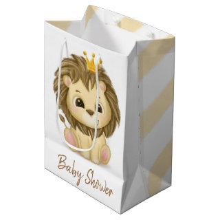 Little Prince Lion Boy Baby Shower Medium Gift Bag
