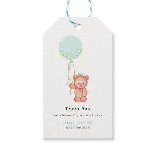 Little Prince Teddy Bear Baby Shower Thank You Gift Tags