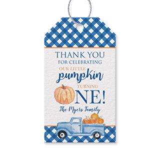 Little Pumpkin Blue Truck Fall First Birthday Gift Gift Tags