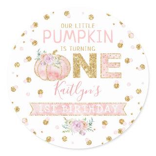 Little Pumpkin Girls 1st Birthday Classic Round Sticker