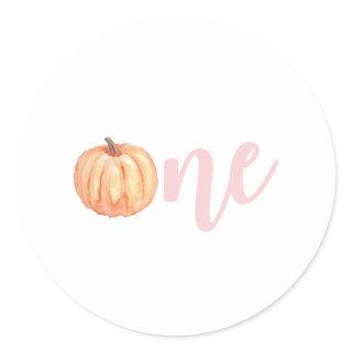 Little Pumpkin pastel pink first birthday Classic Round Sticker