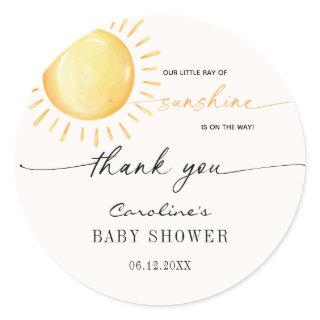 Little Ray Of Sunshine Baby Shower Classic Round S Classic Round Sticker
