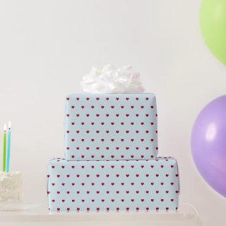 Little red Hearts on light blue