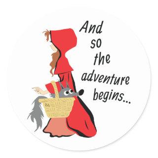 Little Red Riding Hood and Her Wolf Pup Classic Round Sticker