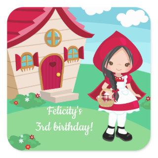 Little Red Riding Hood Fairytale Girls Birthday Square Sticker