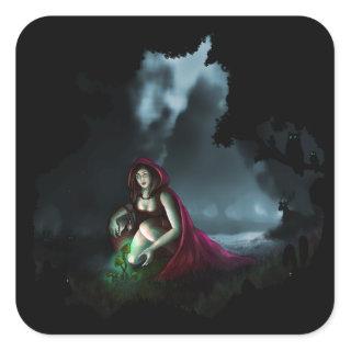 Little Red Riding Hood & the Magic Mushrooms Square Sticker