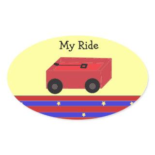 LIttle Red Wagon Oval Sticker