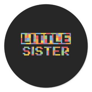 Little Sister Building Blocks Bricks Master Builde Classic Round Sticker