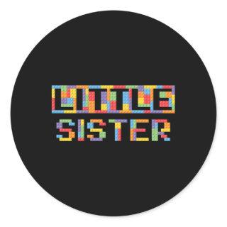 Little Sister Building Blocks Bricks Master Builde Classic Round Sticker