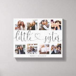 Little Sister Script Gift For Sister Photo Collage Canvas Print