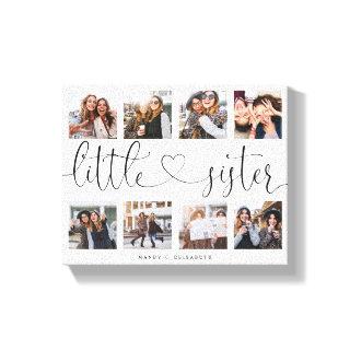 Little Sister Script Gift For Sister Photo Collage Canvas Print