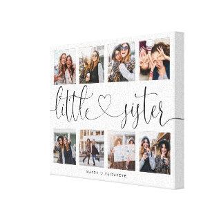 Little Sister Script Gift For Sister Photo Collage Canvas Print