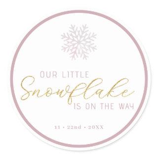 Little Snowflake Winter Wonderland Baby Shower Classic Round Sticker