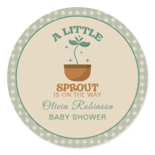 Little Sprouts Garden Party Baby Shower Classic Round Sticker