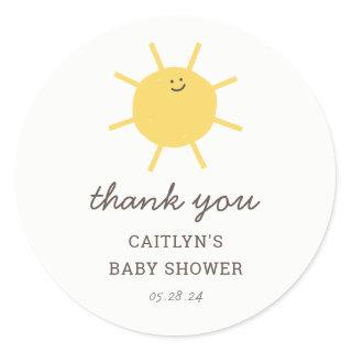 Little Sunshine Baby Shower Thank You Classic Round Sticker