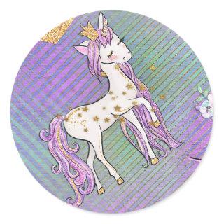 Little Unicorn Princess Classic Round Sticker