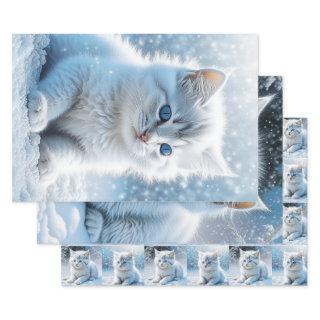 Little White Kittens in Snow Christmas  Sheets