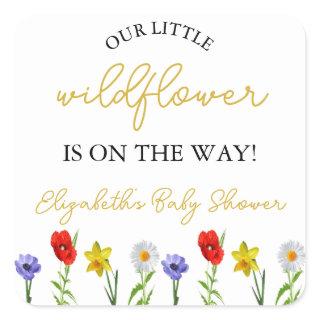 Little Wildflower Baby Shower Square Sticker