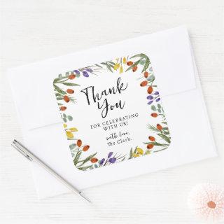 Little Wildflower On The Way Fall Baby Shower Clas Square Sticker