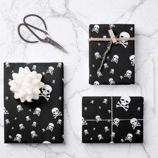 Littles White Pirates Skulls on Black Background  Sheets